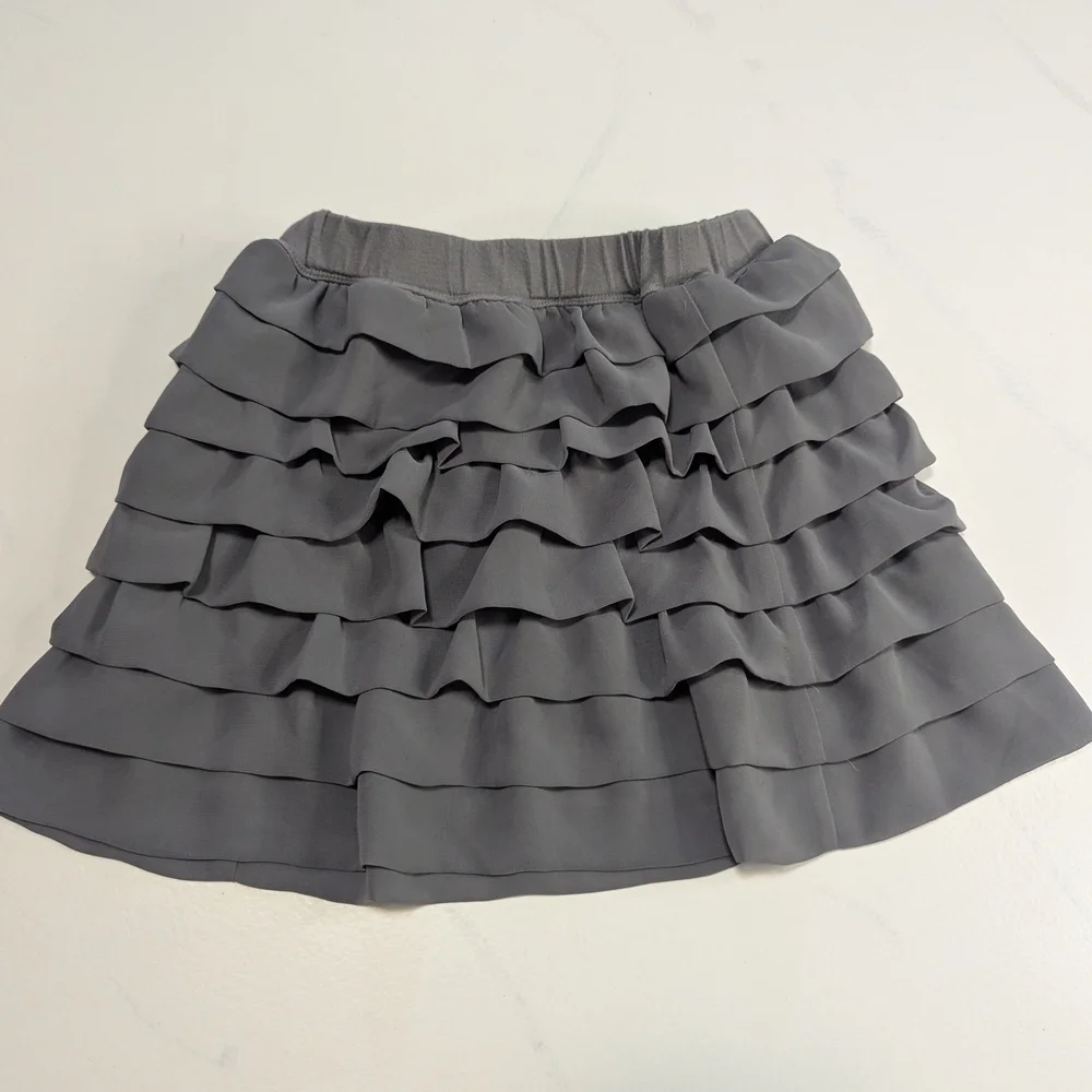 Vintage Gymboree Girls Grey 8-Layer Ruffle Skirt with Elastic Waistband, Size 4